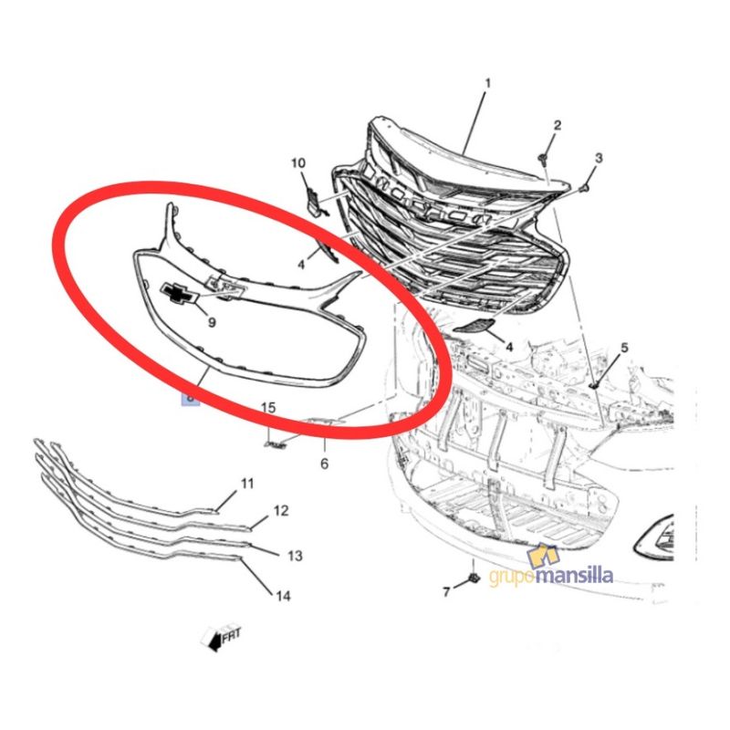 MOLDURA PARRILLA FRENTE 22-> CRUZE